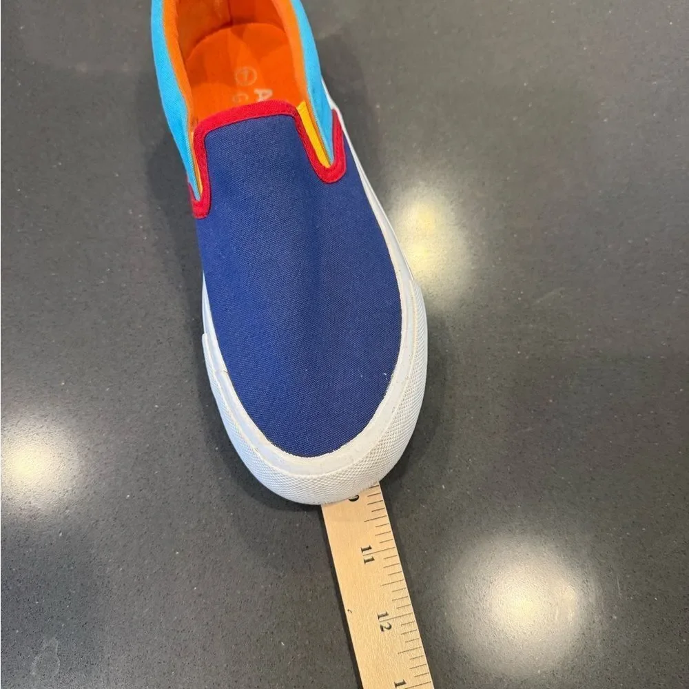 Blue and Red canvas upper Slip-On deck Sneakers
